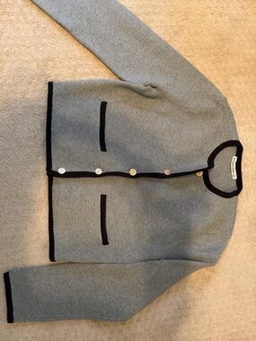Abercrombie & Fitch Gray Cardigan Jacket with Black Trim